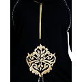 Designer double layered abaya with stone lacework- Black Designer double layered abaya with stone lacework- Black